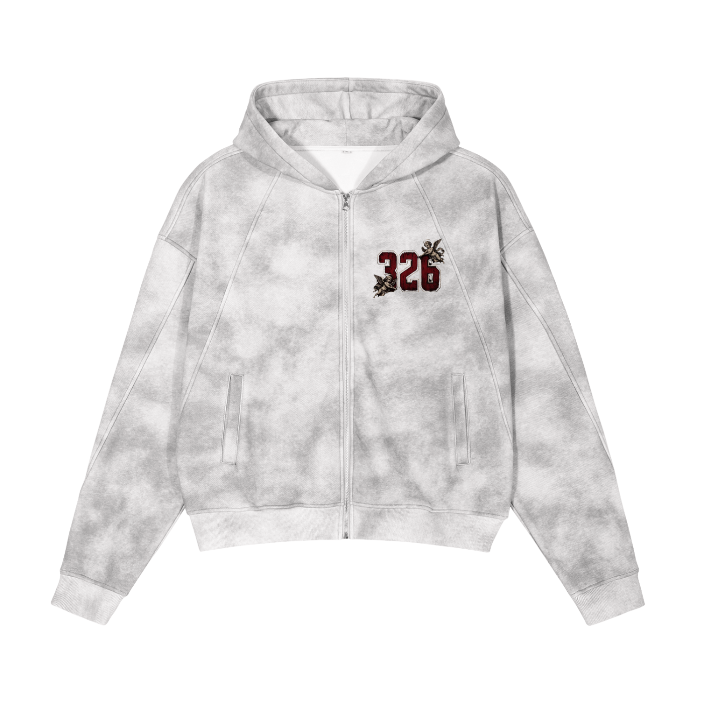 'Creamsn & Bone 326' Dirty Washed Zip-Up Fleece Hoodie