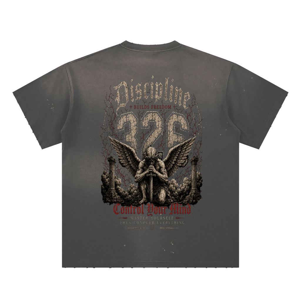 '326 clothing - discipline collection ' Hand-Frayed Sunfade Paint Splatter T-Shirt