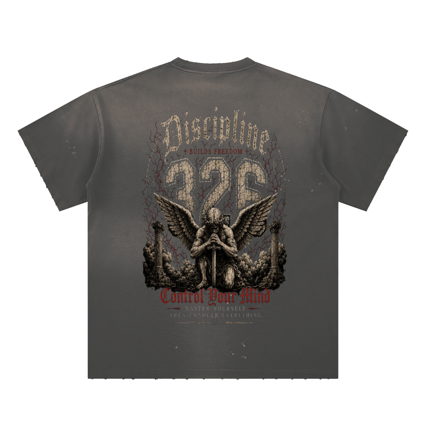'326 clothing - discipline collection ' Hand-Frayed Sunfade Paint Splatter T-Shirt