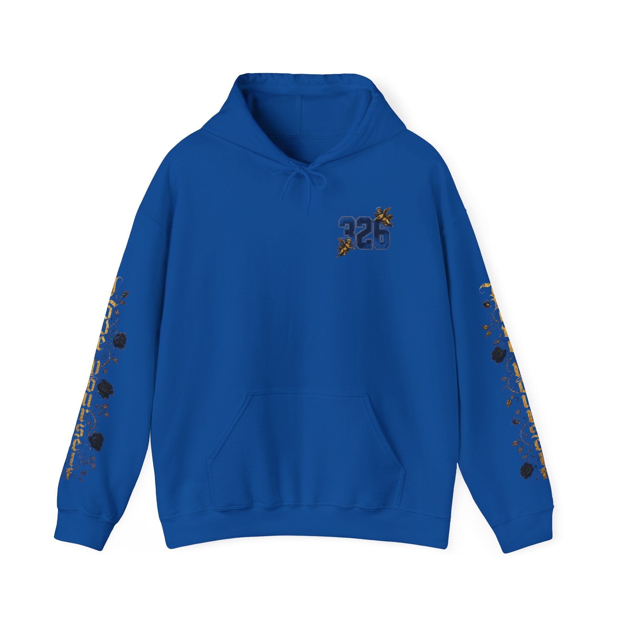 'Golden State Hoodie 326 'Scripture  with Floral Sleeve Art