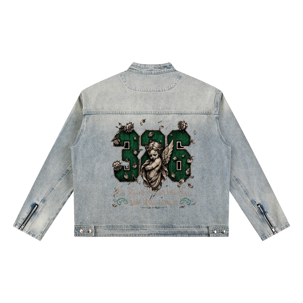 'Emerald 326' Vintage Wash Zip Denim Jacket