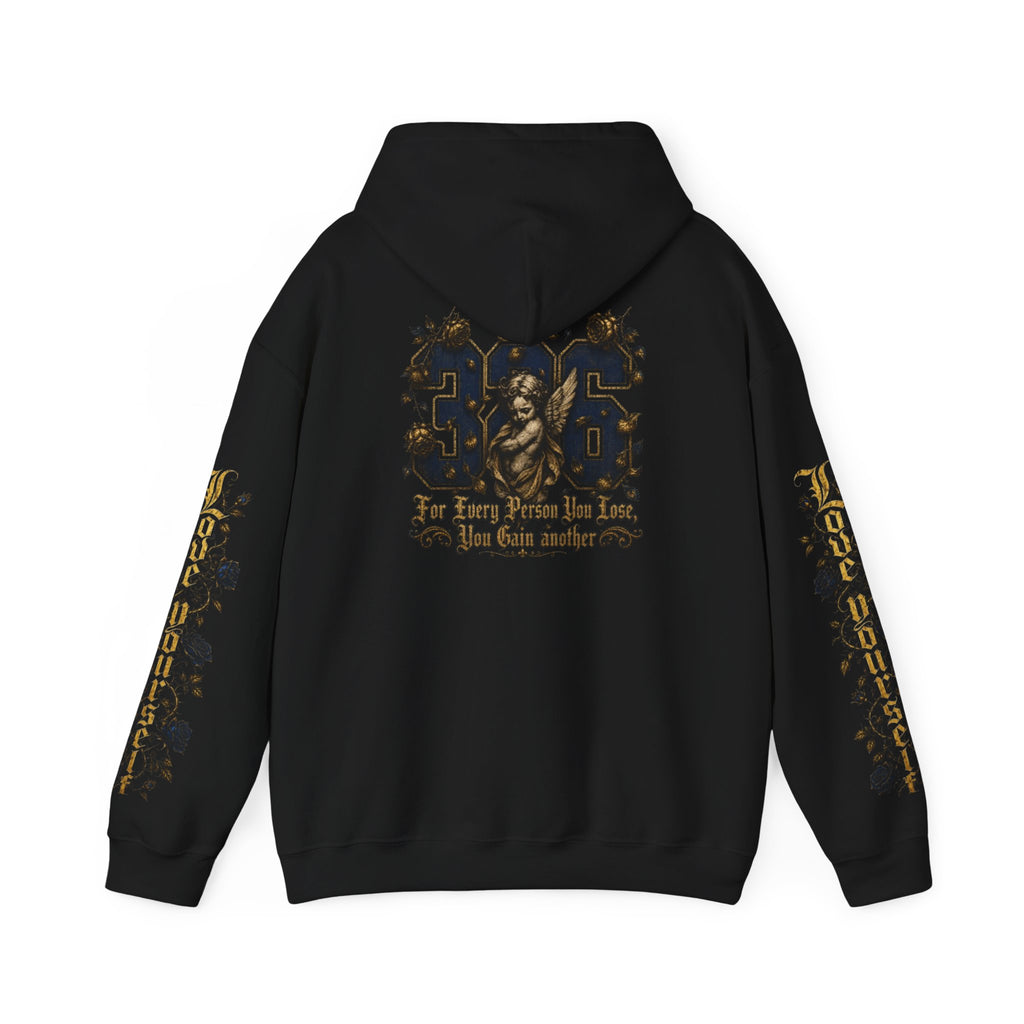 'Golden State Hoodie 326 'Scripture  with Floral Sleeve Art