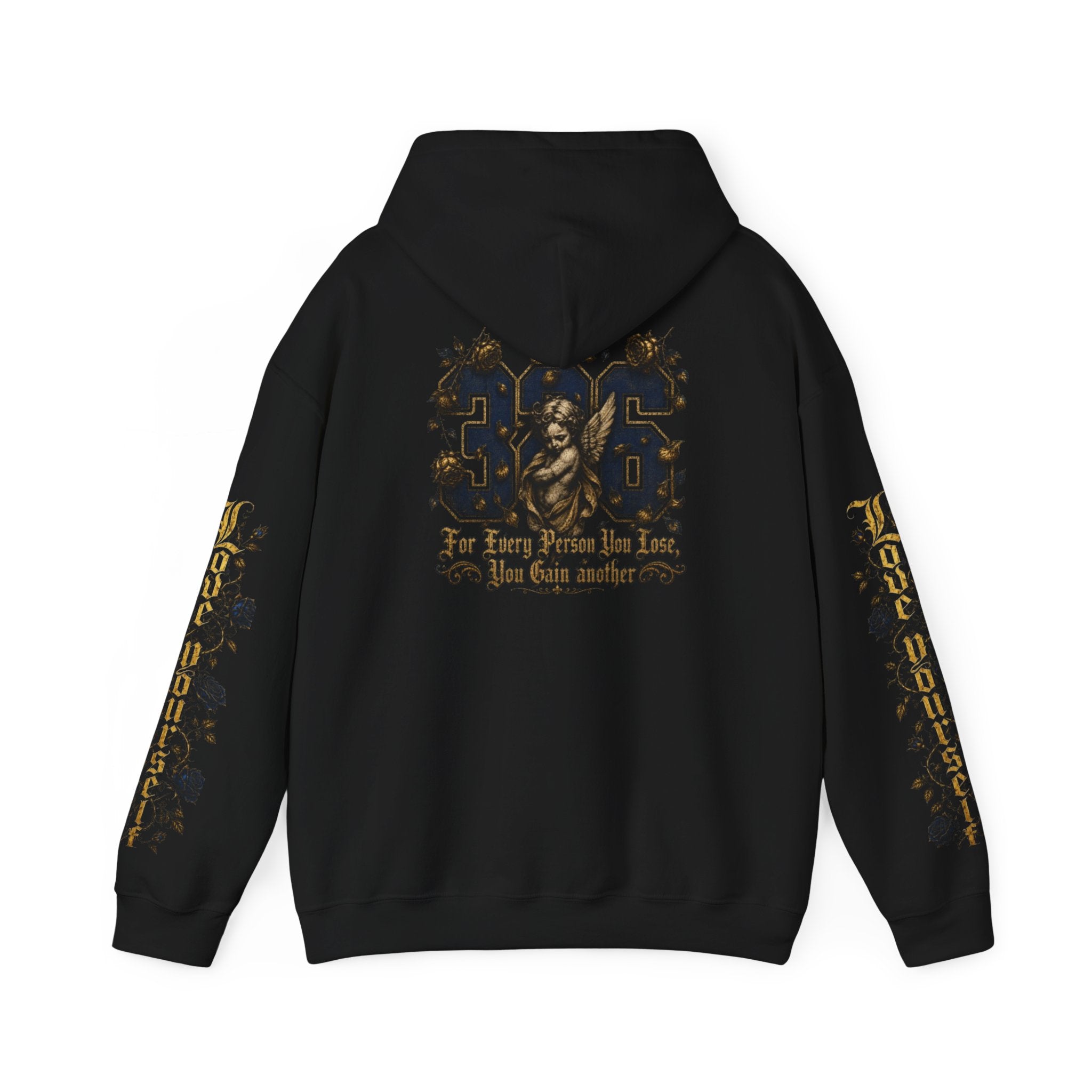 'Golden State Hoodie 326 'Scripture  with Floral Sleeve Art