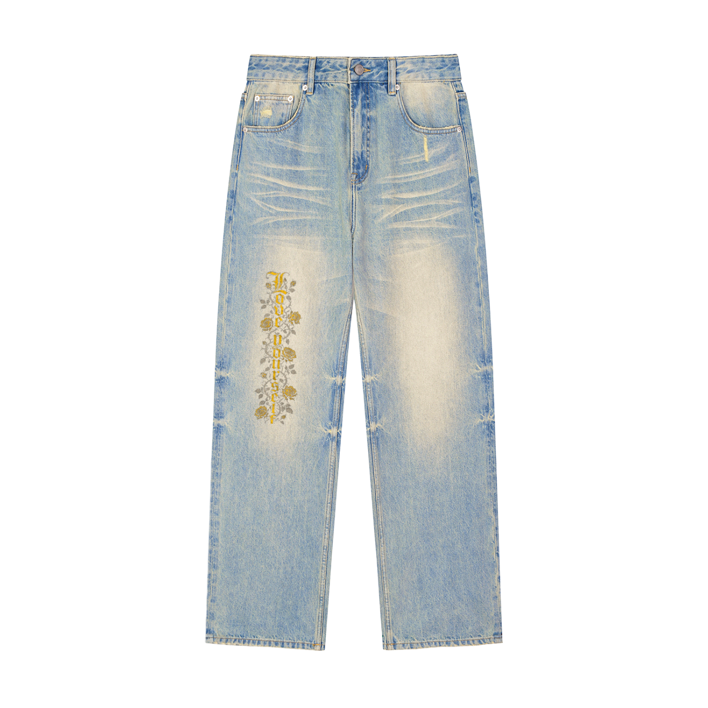 'Bumble 326' Sun Fade Raw Hem Denim Jeans