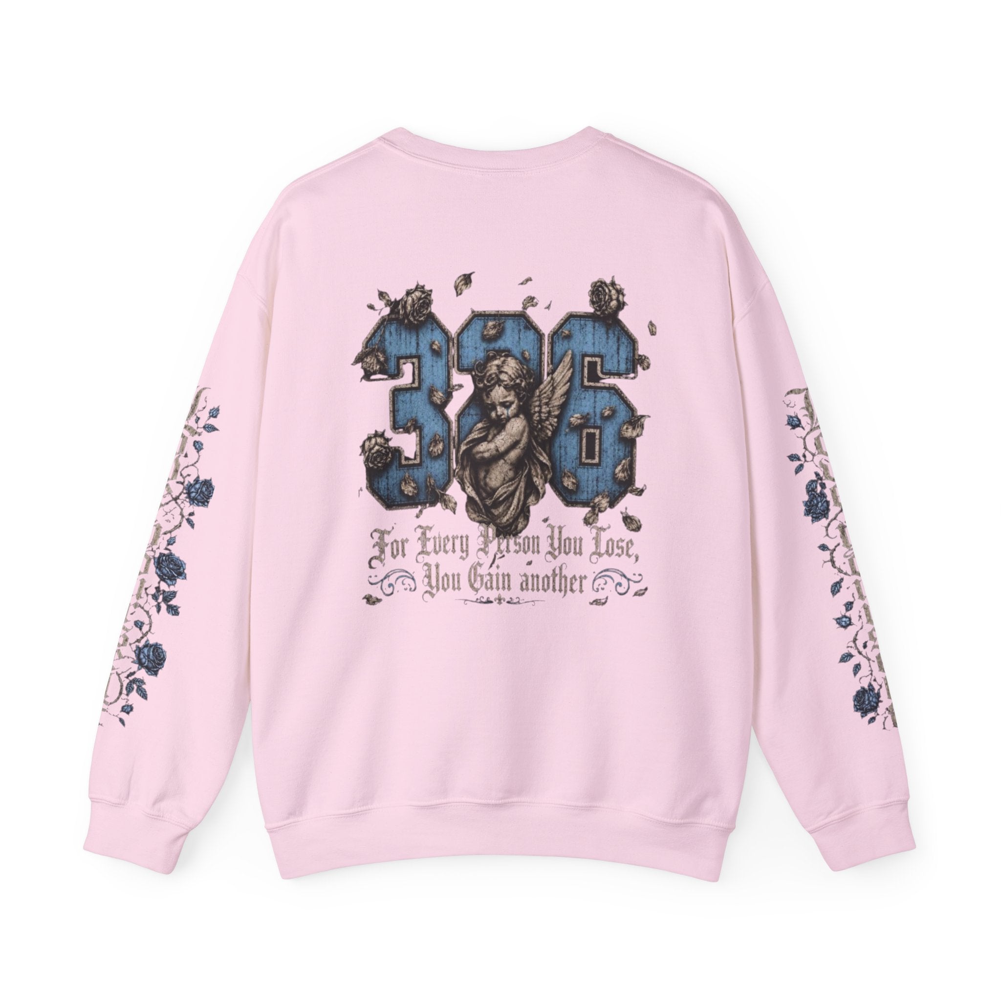 'Sky LongSleeve 326' Cherub Floral Graphic "For Every Person You Lose, You Gain Another"