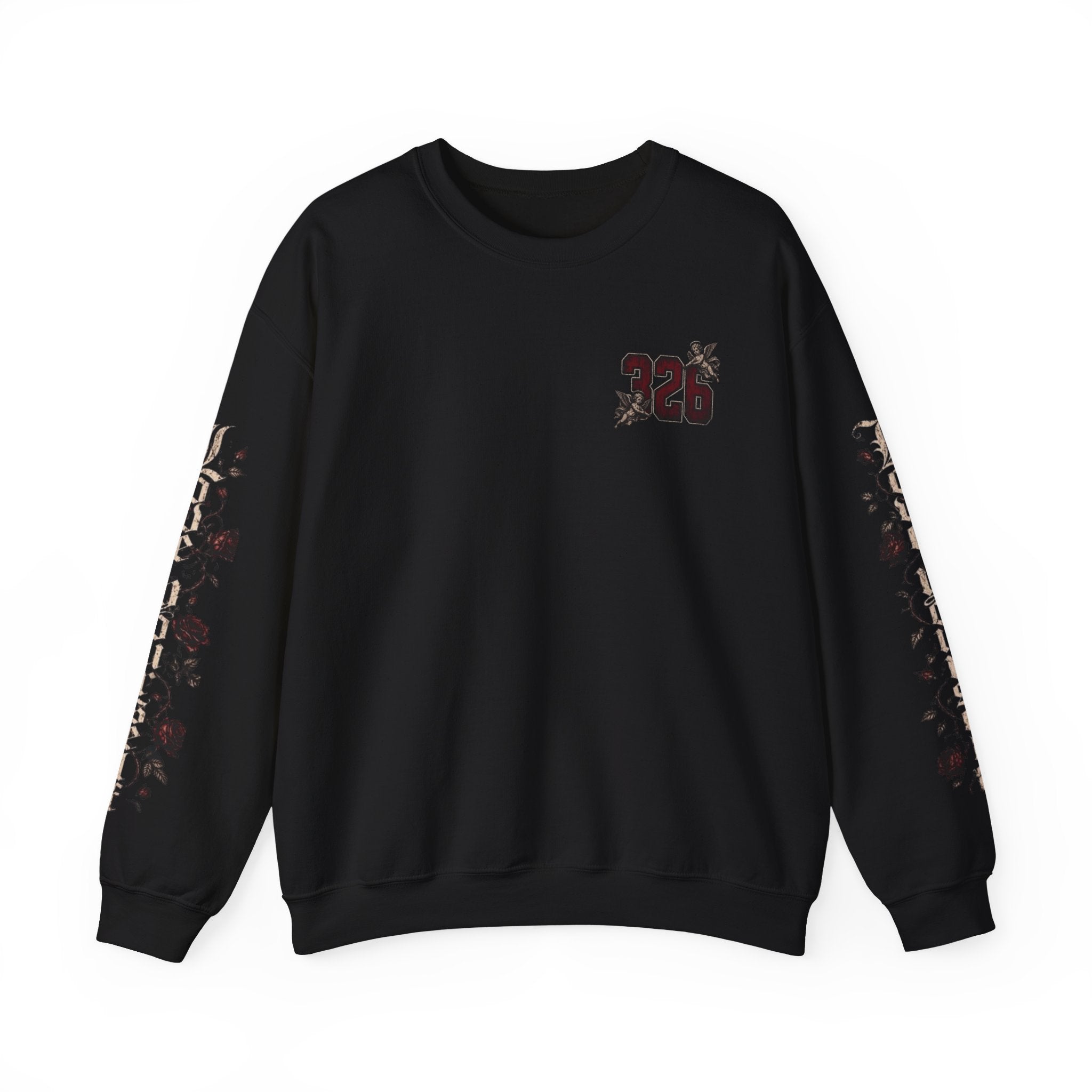'Creamson & Bone 326' Gothic Angel Graphic with Rose Sleeves