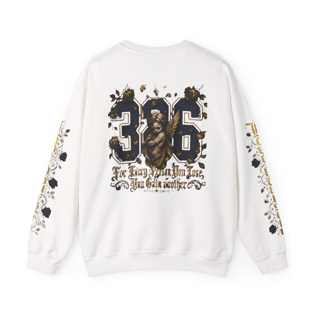 'Golden State 326' Angel Graphic with Script & Floral Sleeve Design