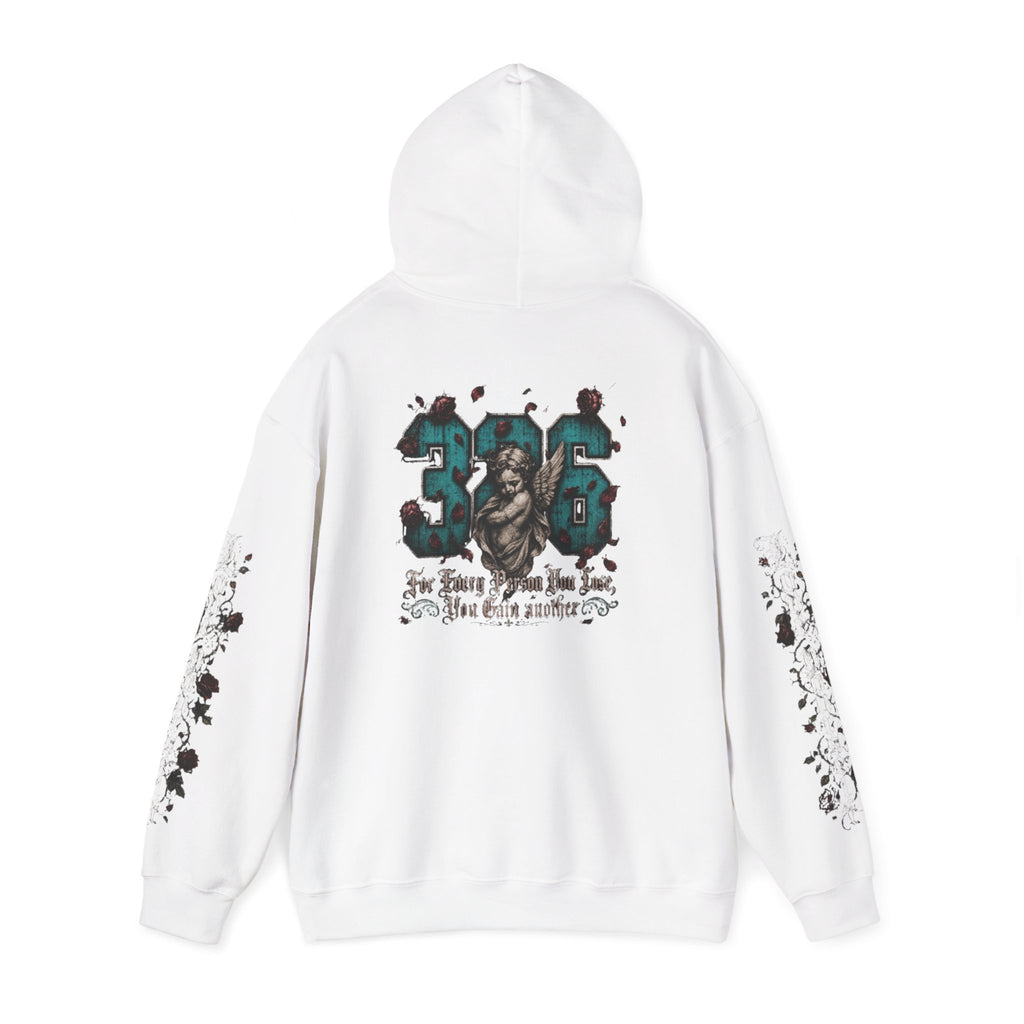 'Blue Ivy 326' Floral Guardian Hoodie — Graphic Pullover with Angel & Script Back Print