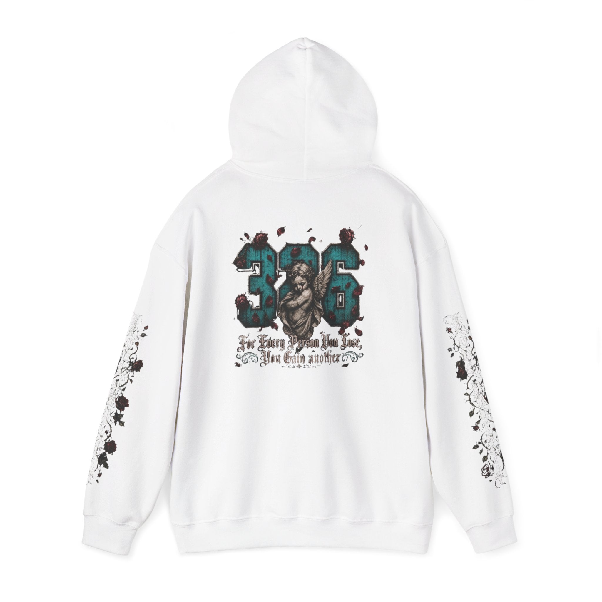 'Blue Ivy 326' Floral Guardian Hoodie — Graphic Pullover with Angel & Script Back Print