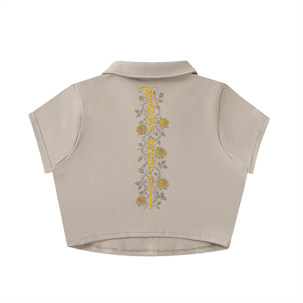 "Bumble 326' V-Neck Lapel Crop Top