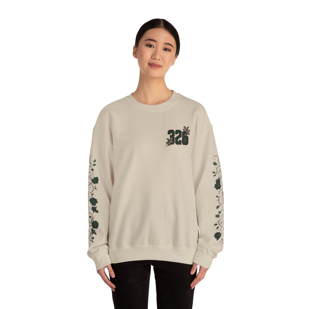 'Emberald 326' Vintage Angel Graphic with Rose Sleeve Art
