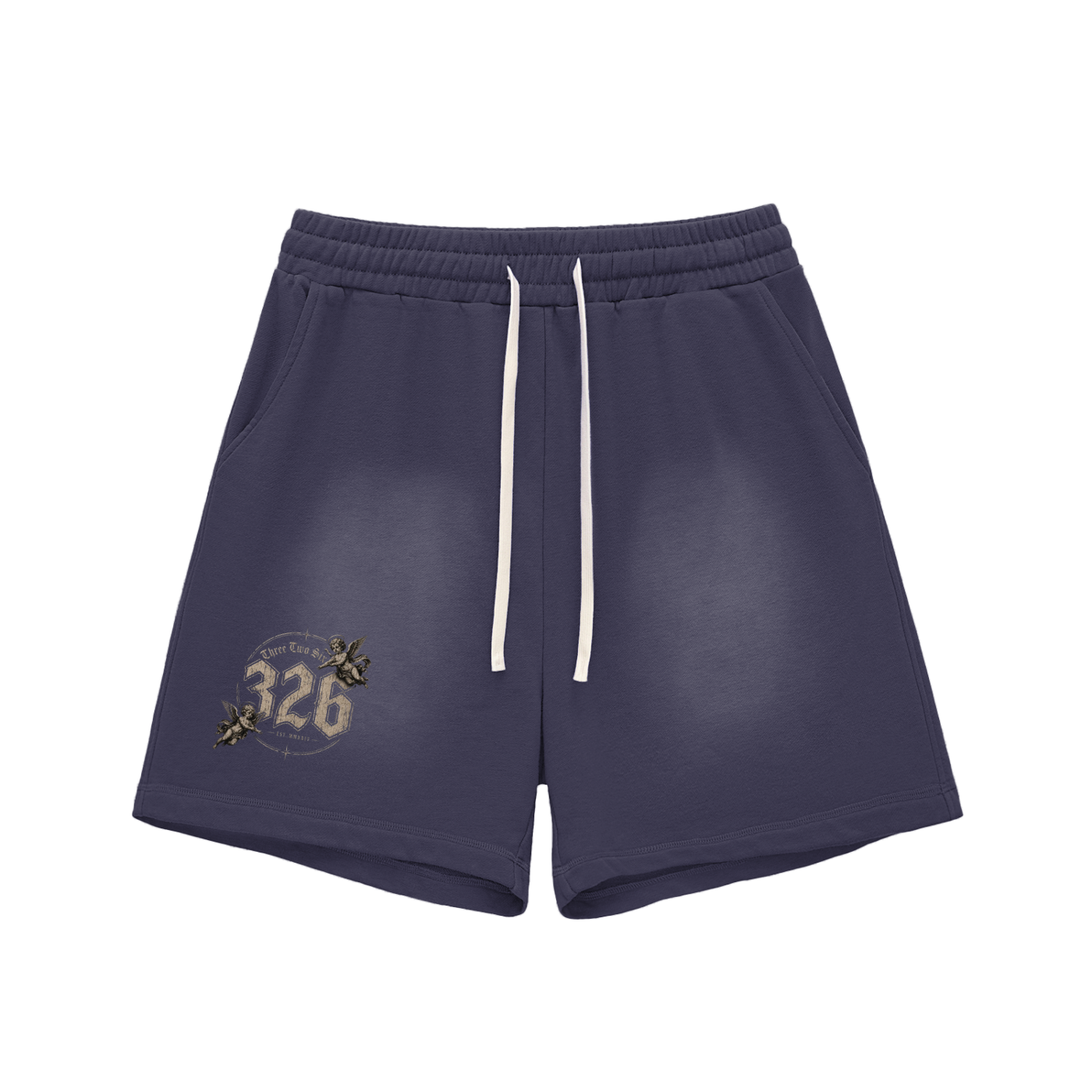 '326 ' Sun Fade Raw Edge Cotton Shorts