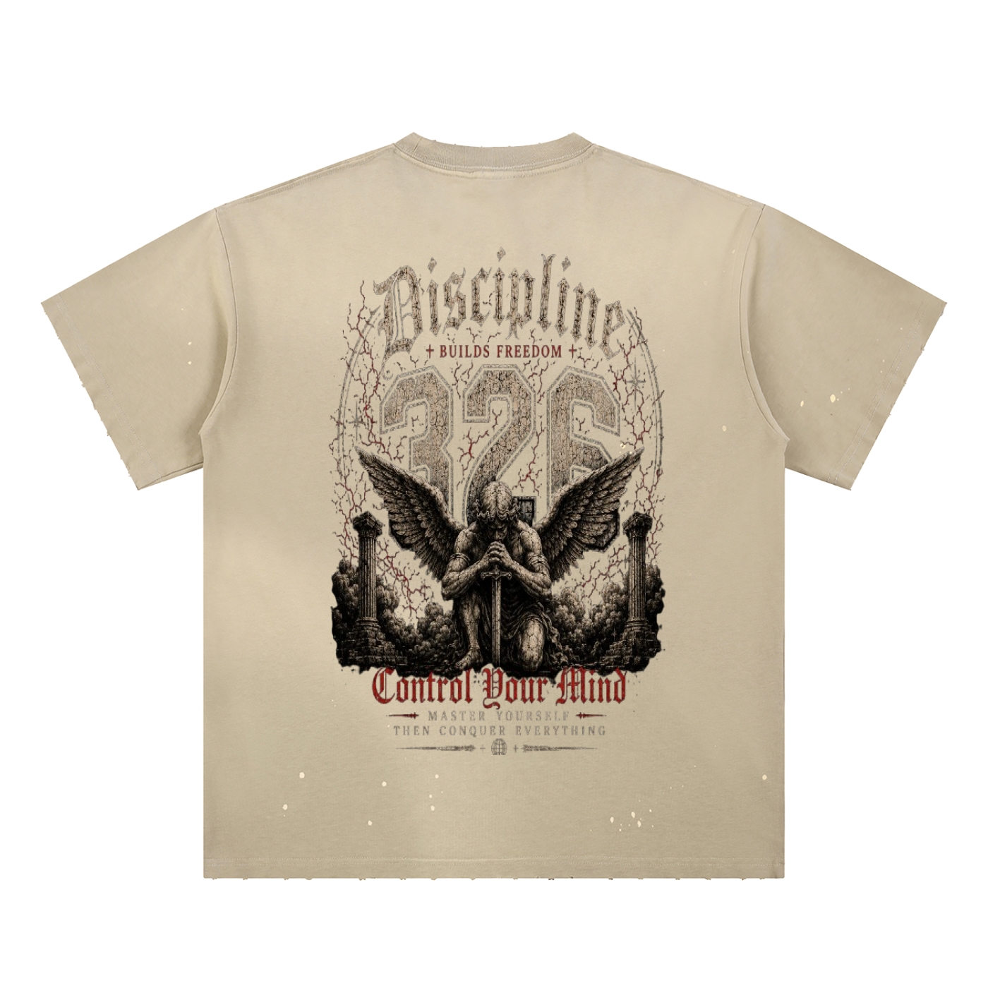 '326 clothing - discipline collection ' Hand-Frayed Sunfade Paint Splatter T-Shirt