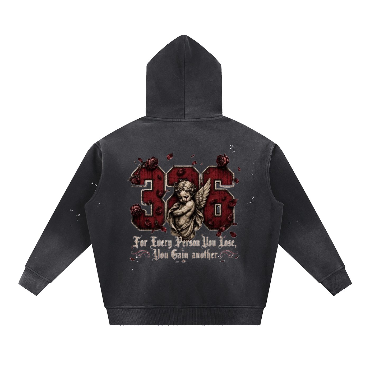 ' Creamson & Bone 326' Vintage Washed Frayed Fleece Hoodie