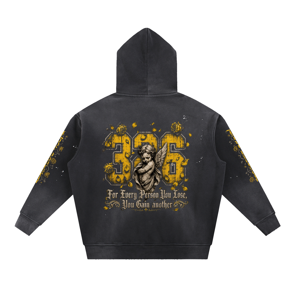 'Vintage 326' Washed Frayed Fleece Hoodie