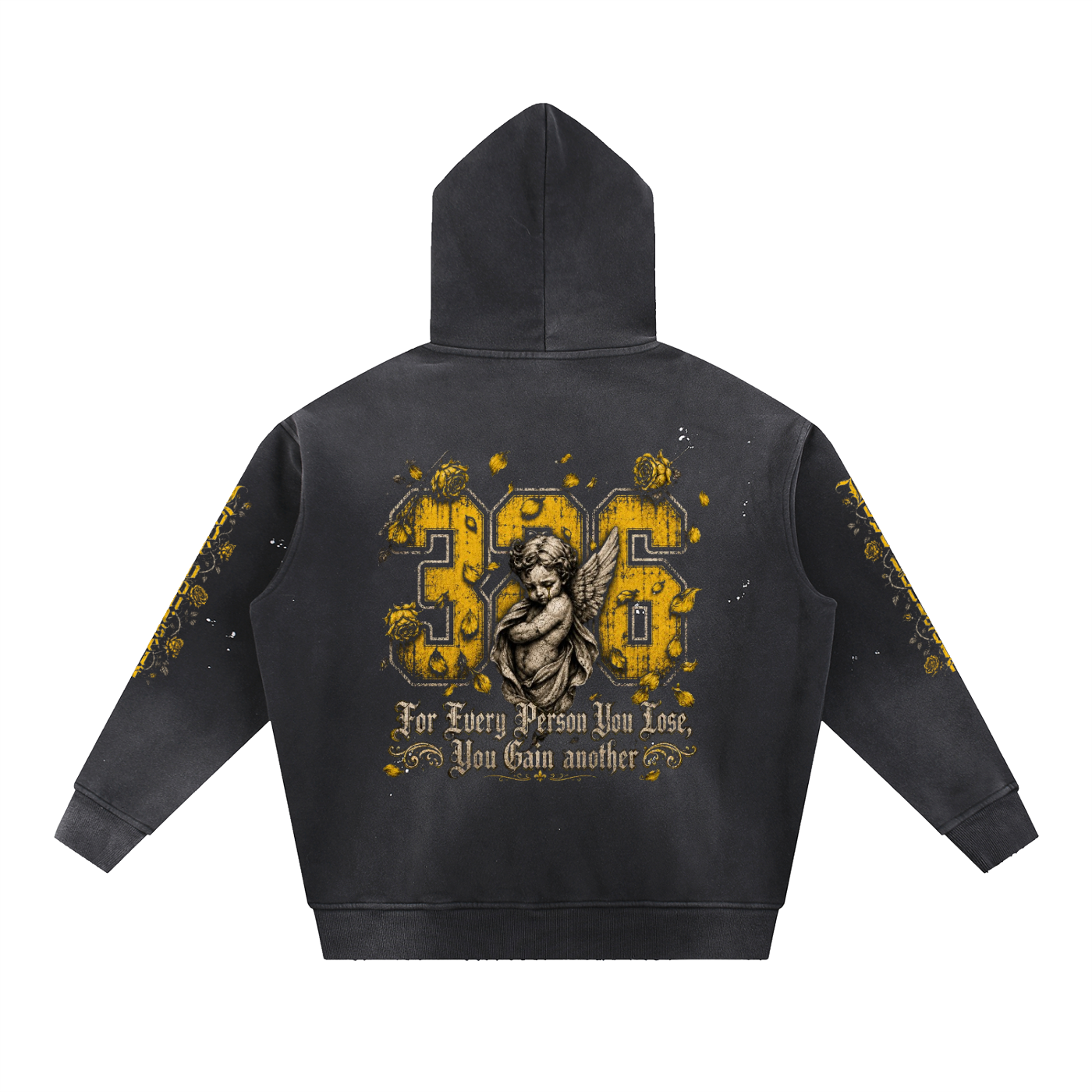 'Vintage 326' Washed Frayed Fleece Hoodie