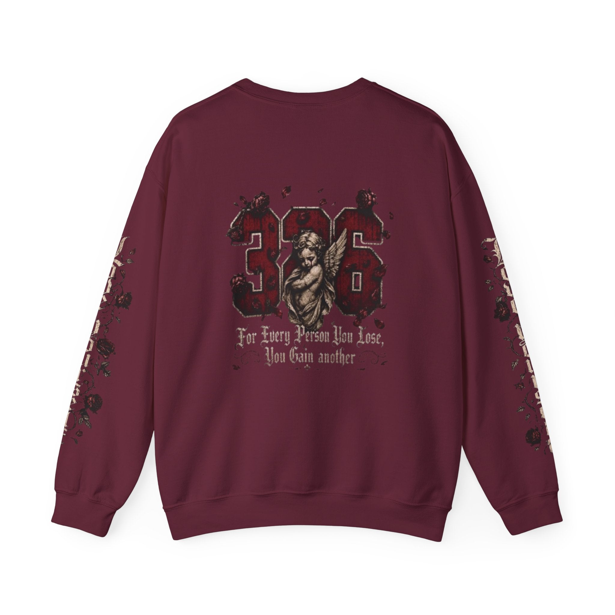 'Creamson & Bone 326' Gothic Angel Graphic with Rose Sleeves