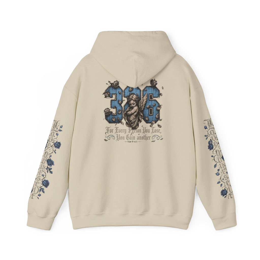 'Sky Hoodie 326' Angel Wings Floral Sleeve Graphic Hoodie