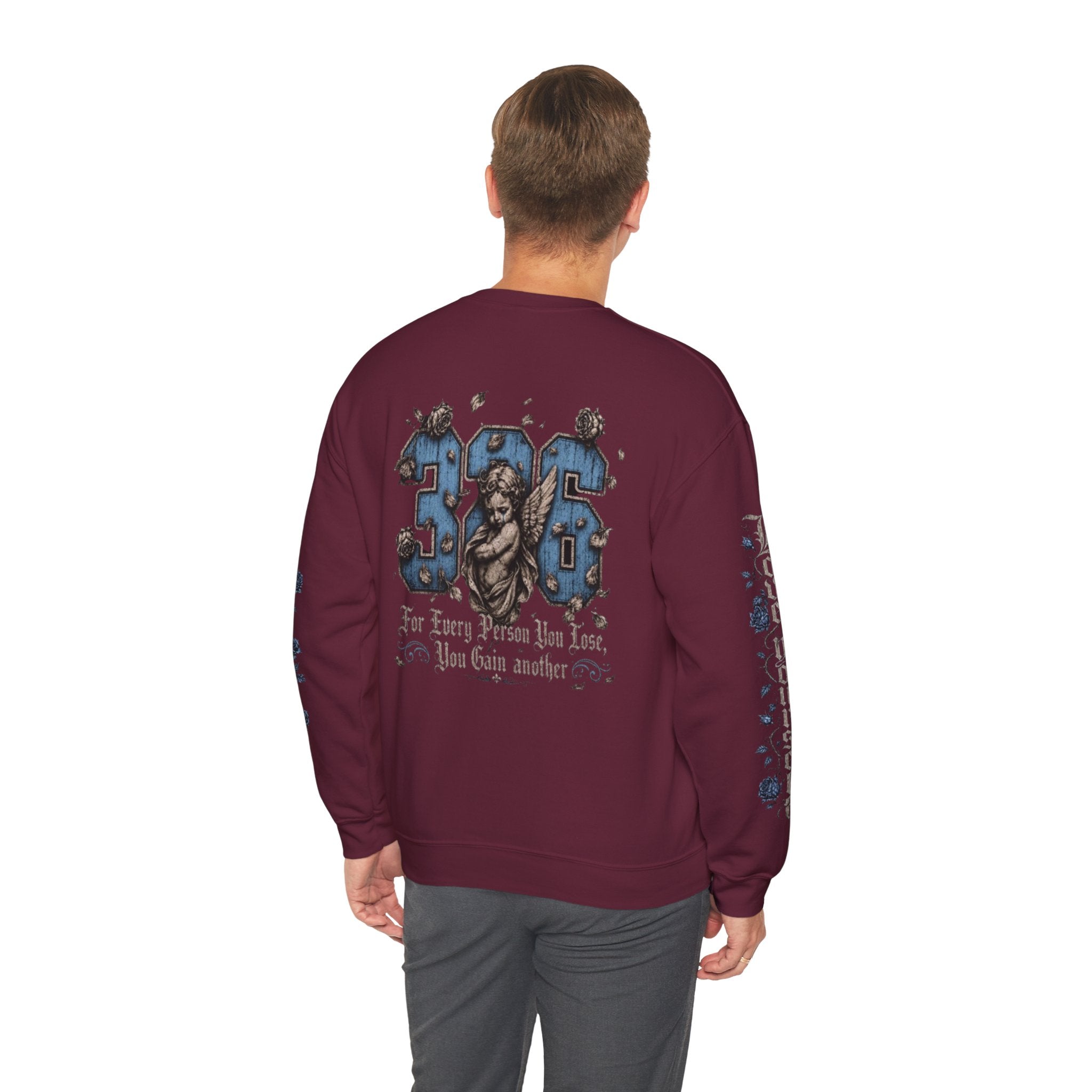 'Sky LongSleeve 326' Cherub Floral Graphic "For Every Person You Lose, You Gain Another"