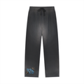 'Sky Blue' Sun Fade Raw Edge Straight-Leg Sweatpants