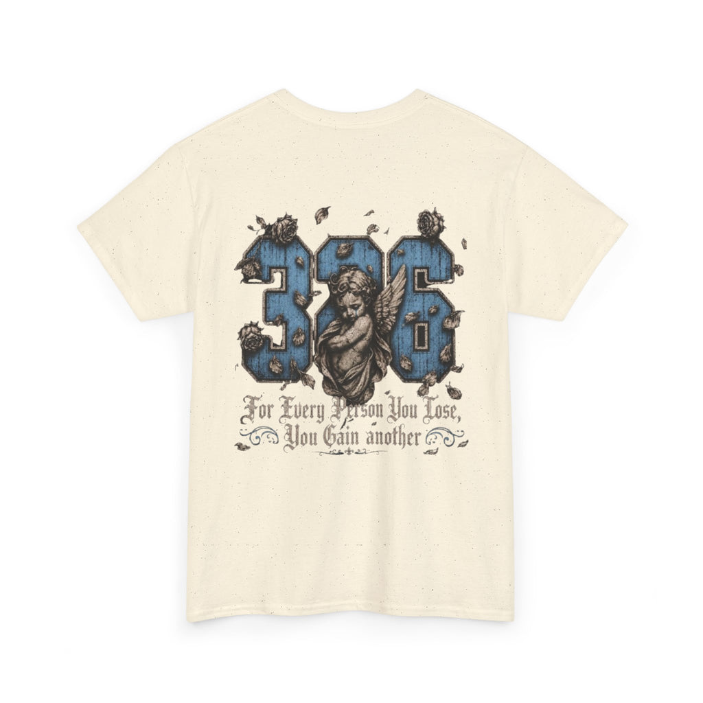 'Sky 326' Angel Graphic Tee with Quote ('For Every Person You Lose...')