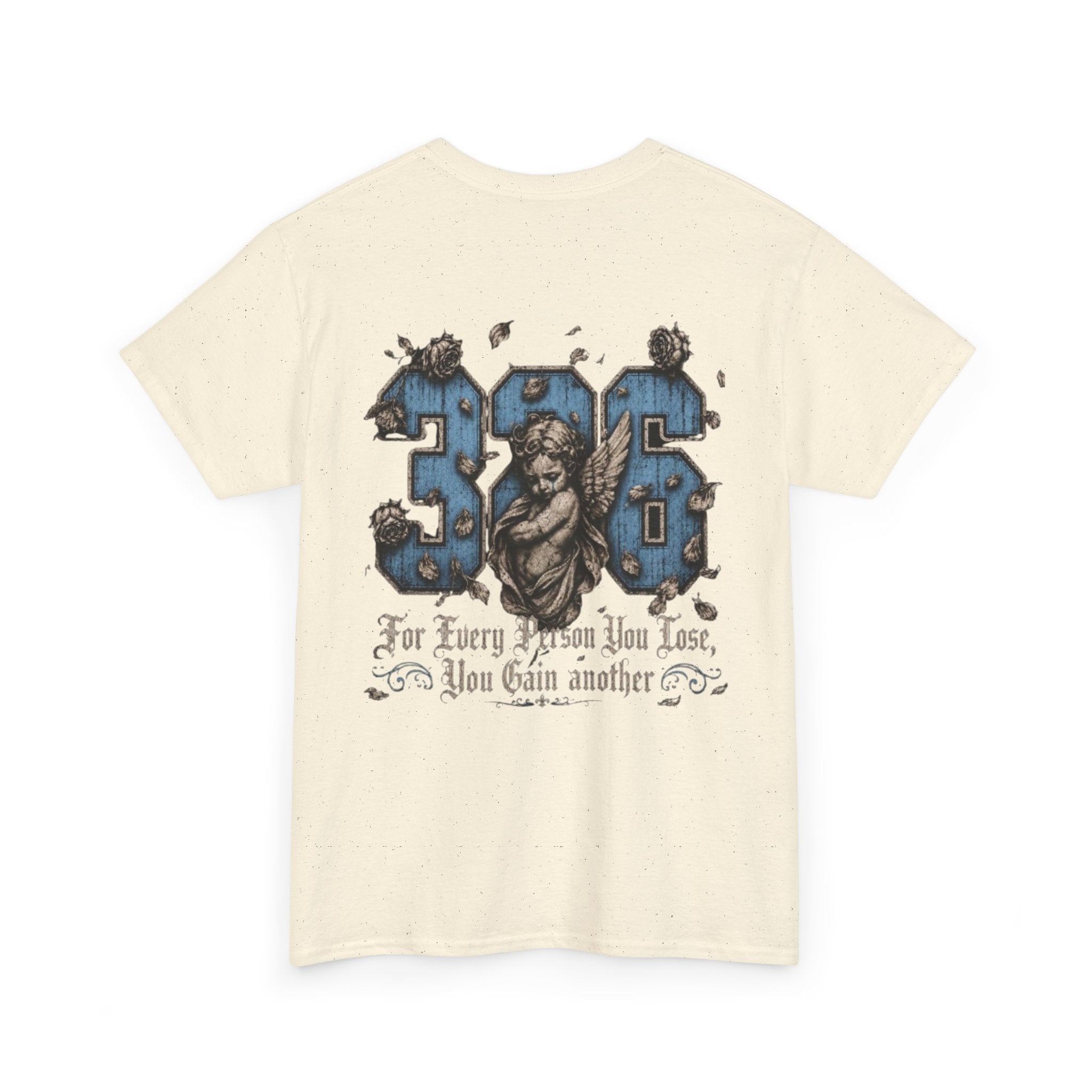 'Sky 326' Angel Graphic Tee with Quote ('For Every Person You Lose...')