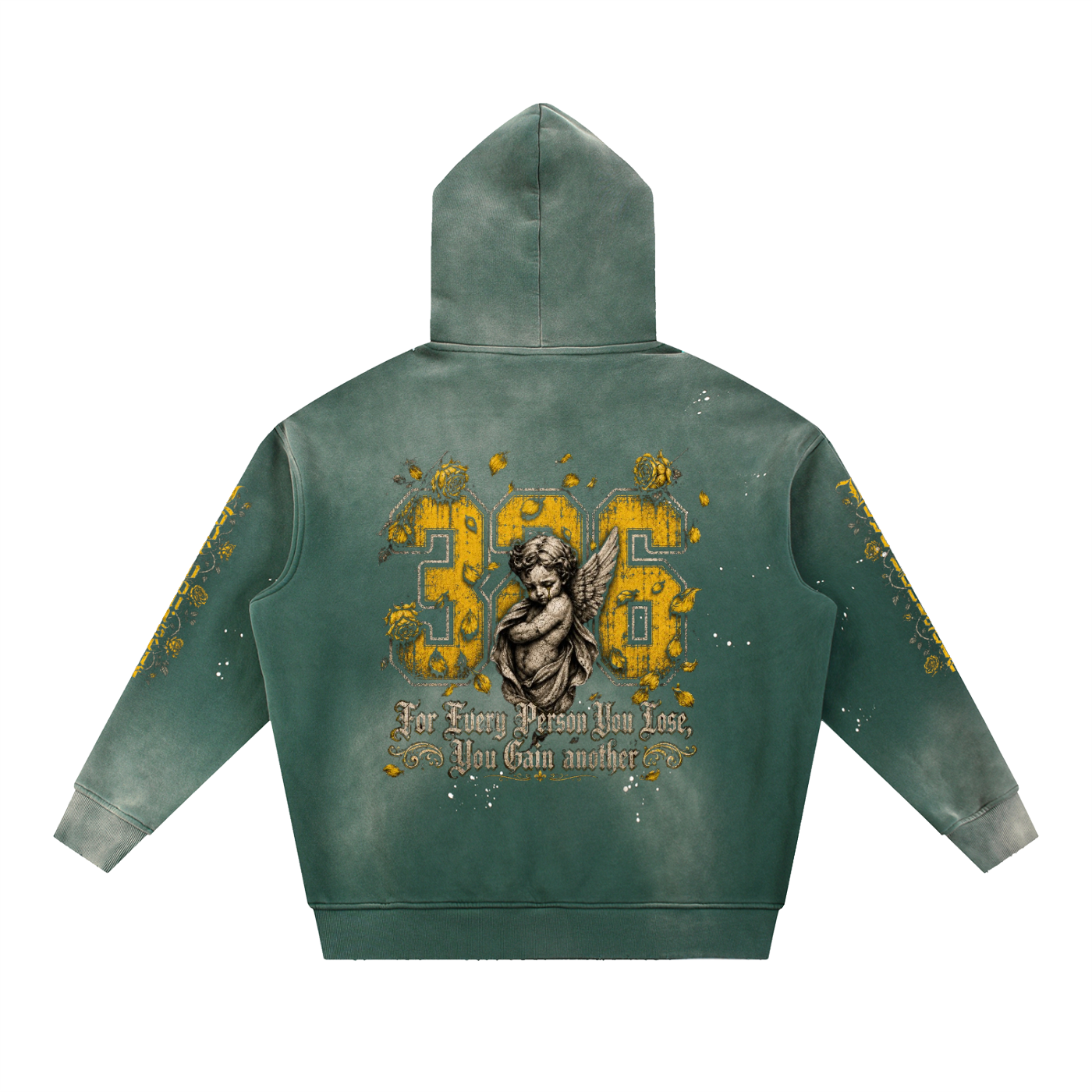 'Vintage 326' Washed Frayed Fleece Hoodie