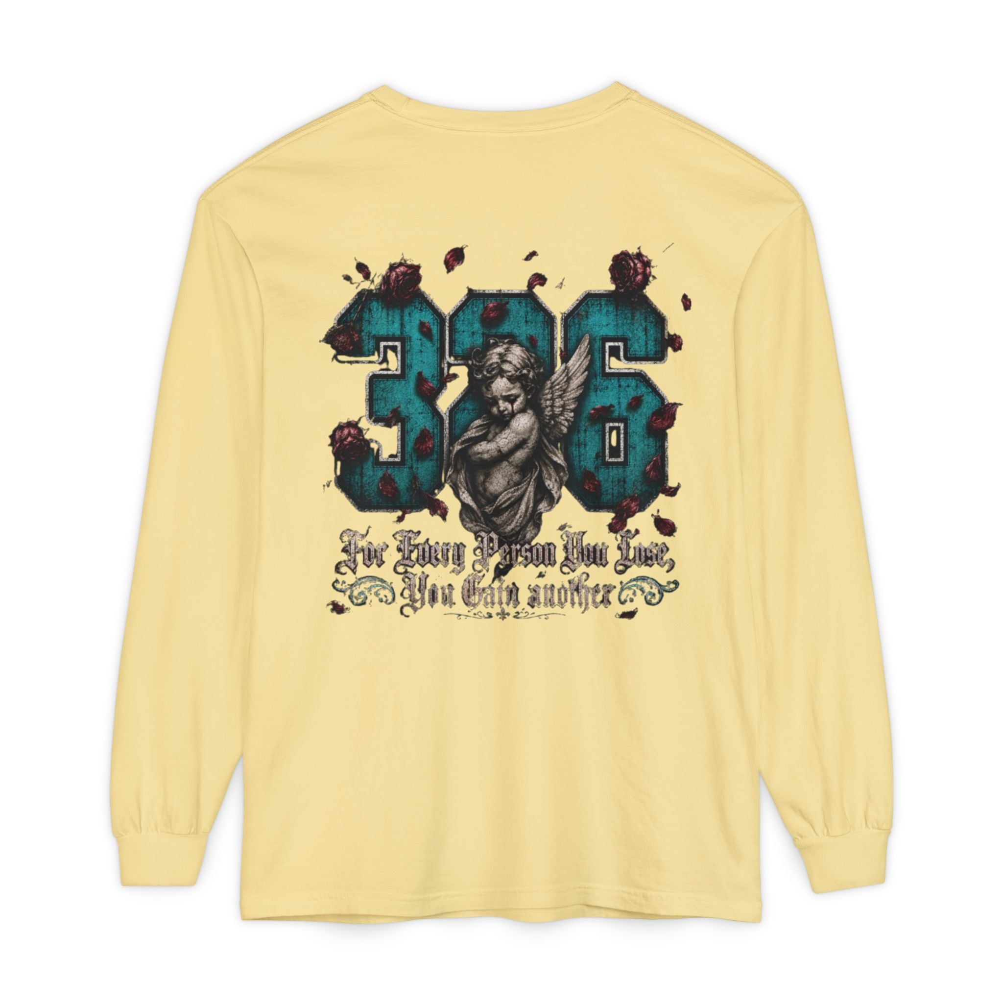 'Blue ivy 326' Angel Graphic Long Sleeve Tee — "The Least Regrets You Live, The Less Another Dies"