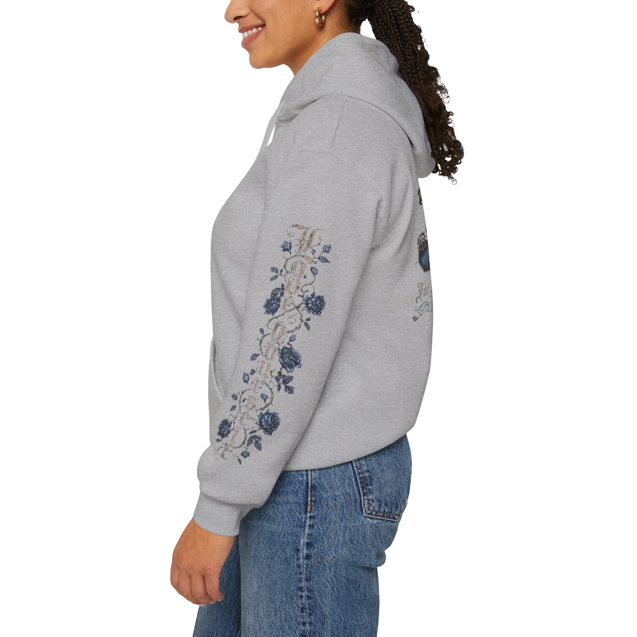 'Sky Hoodie 326' Angel Wings Floral Sleeve Graphic Hoodie