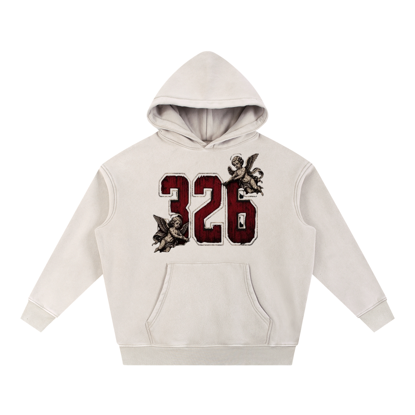 ' Creamson & Bone 326' Snow Wash Fleece Oversize Hoodie