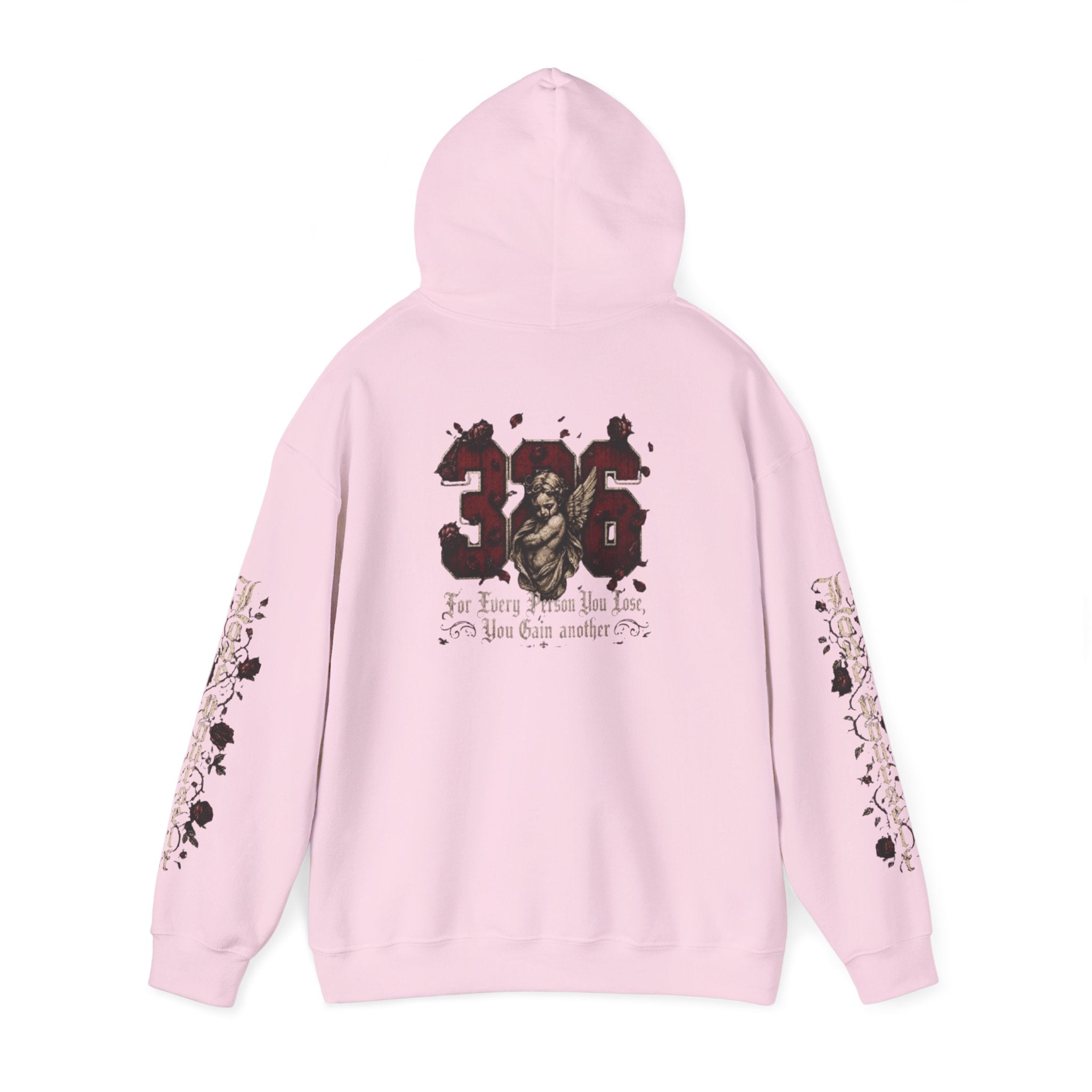 'Crimson & Bone 326' Graphic Hoodie — Vintage Floral Sleeve Pullover