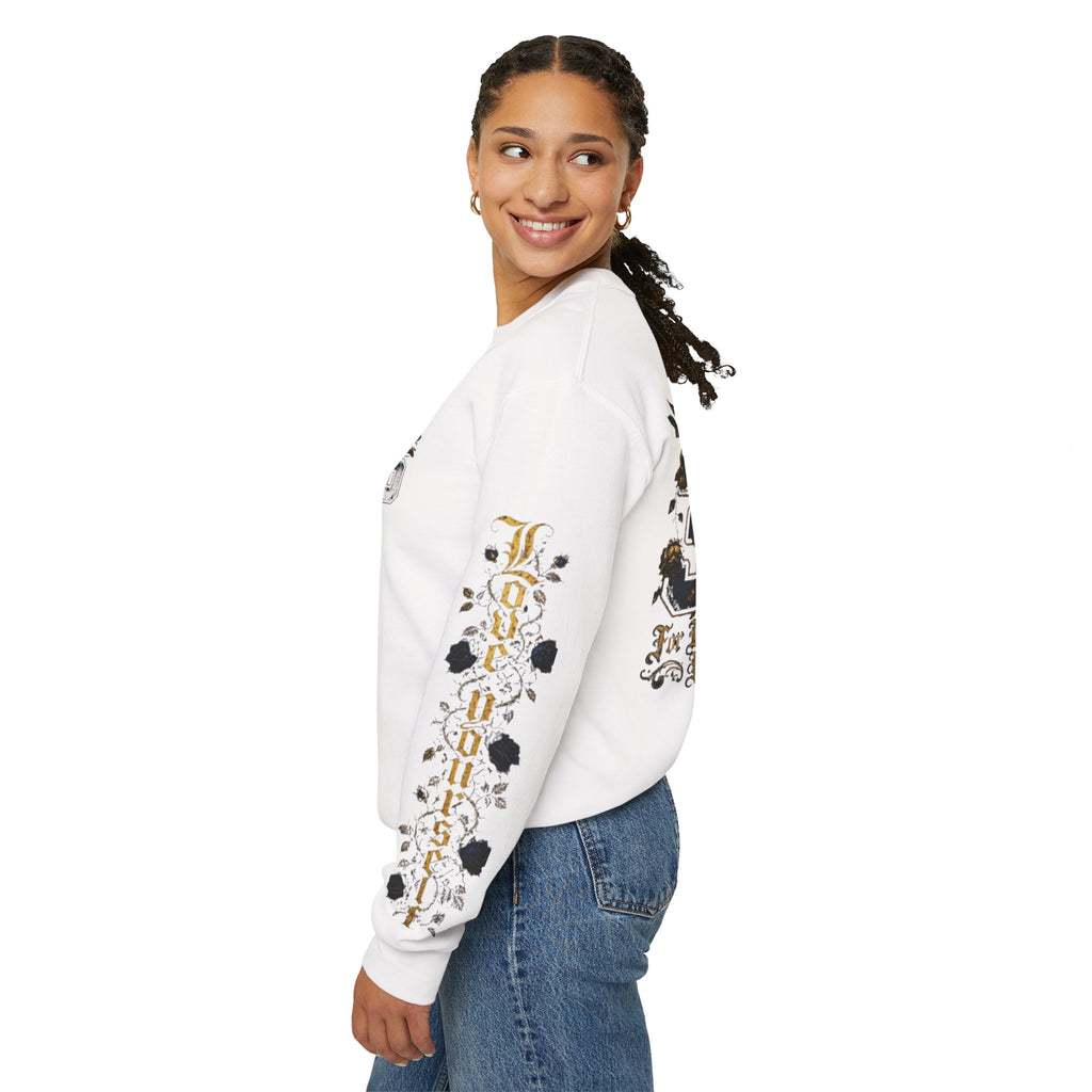 'Golden State 326' Angel Graphic with Script & Floral Sleeve Design