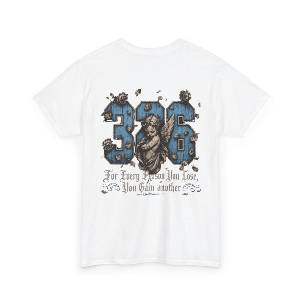 'Sky 326' Angel Graphic Tee with Quote ('For Every Person You Lose...')
