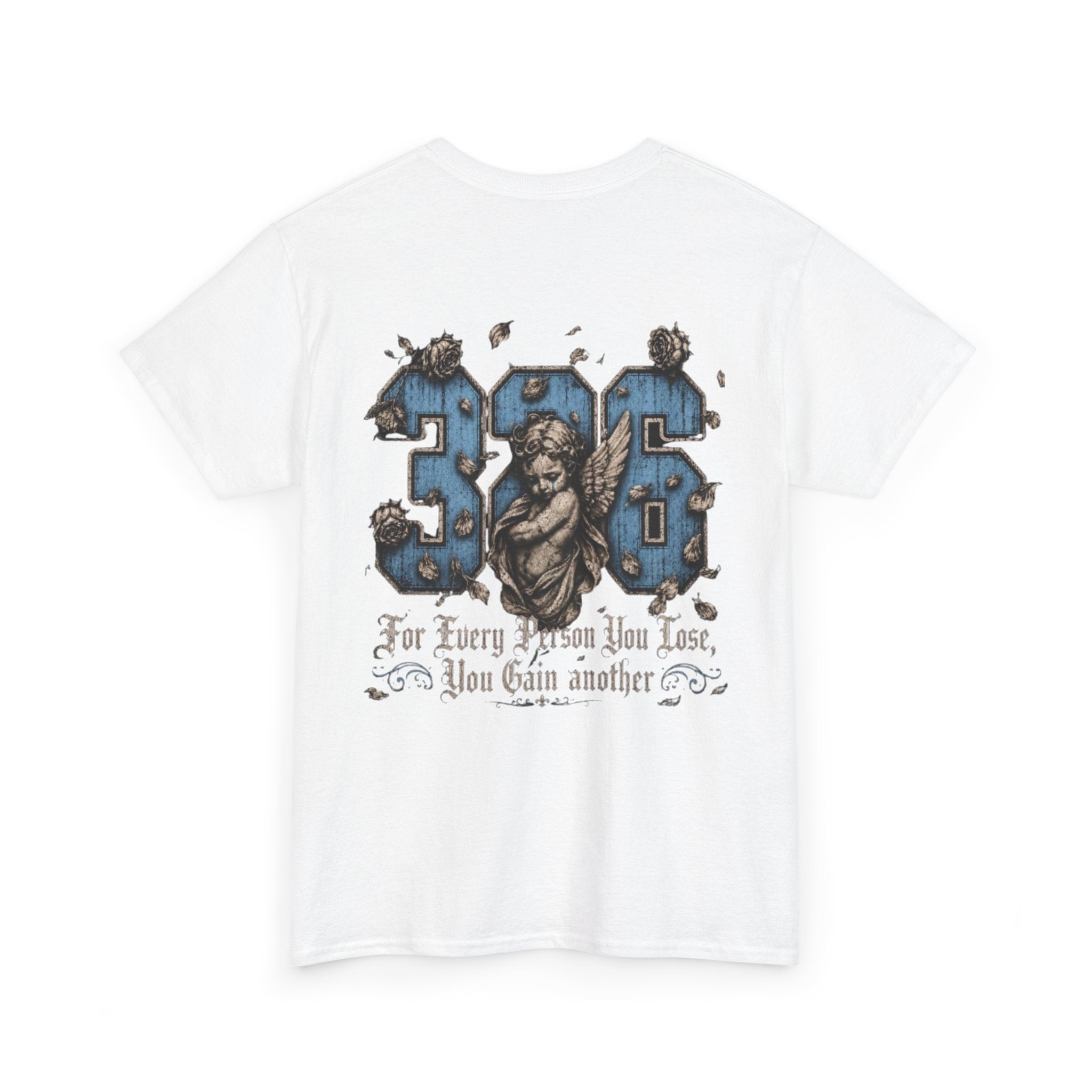 'Sky 326' Angel Graphic Tee with Quote ('For Every Person You Lose...')