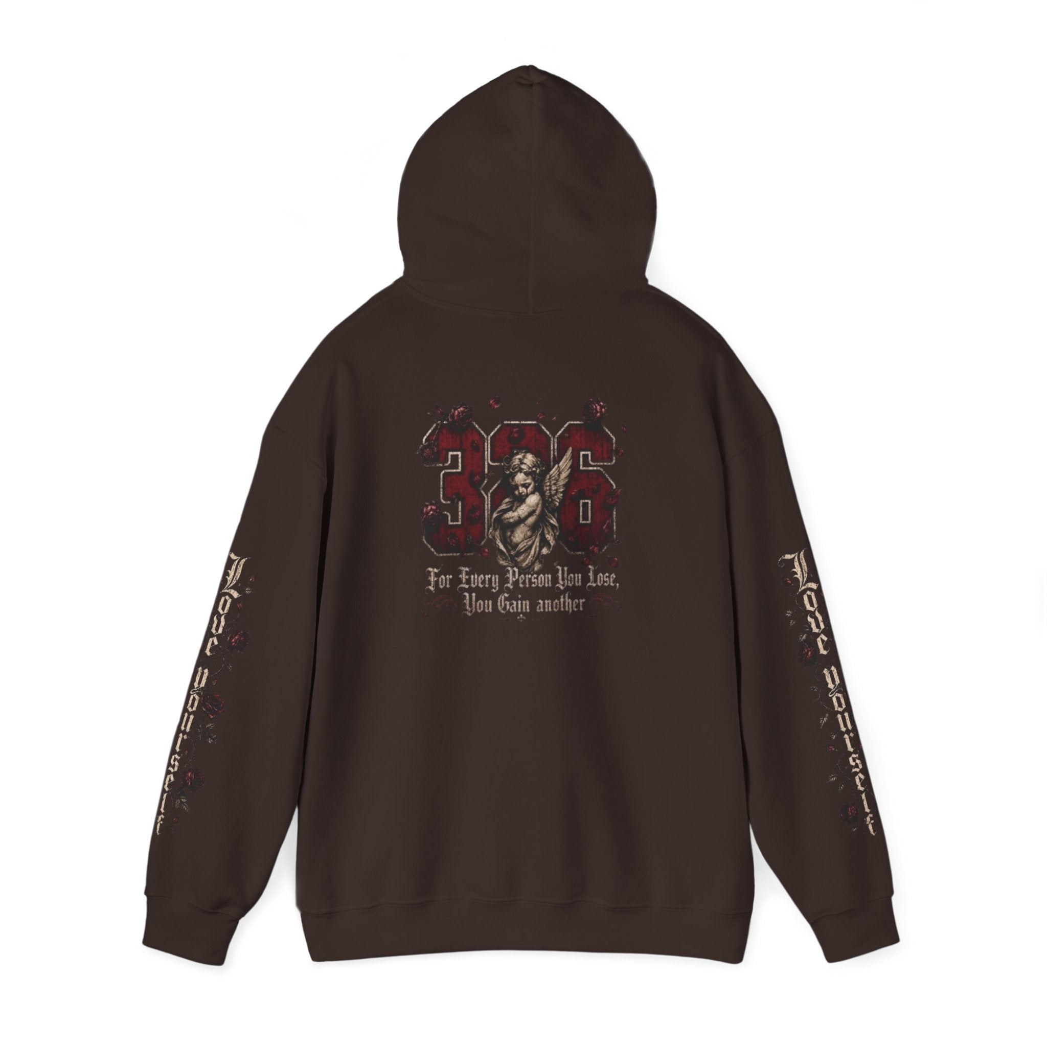 'Crimson & Bone 326' Graphic Hoodie — Vintage Floral Sleeve Pullover