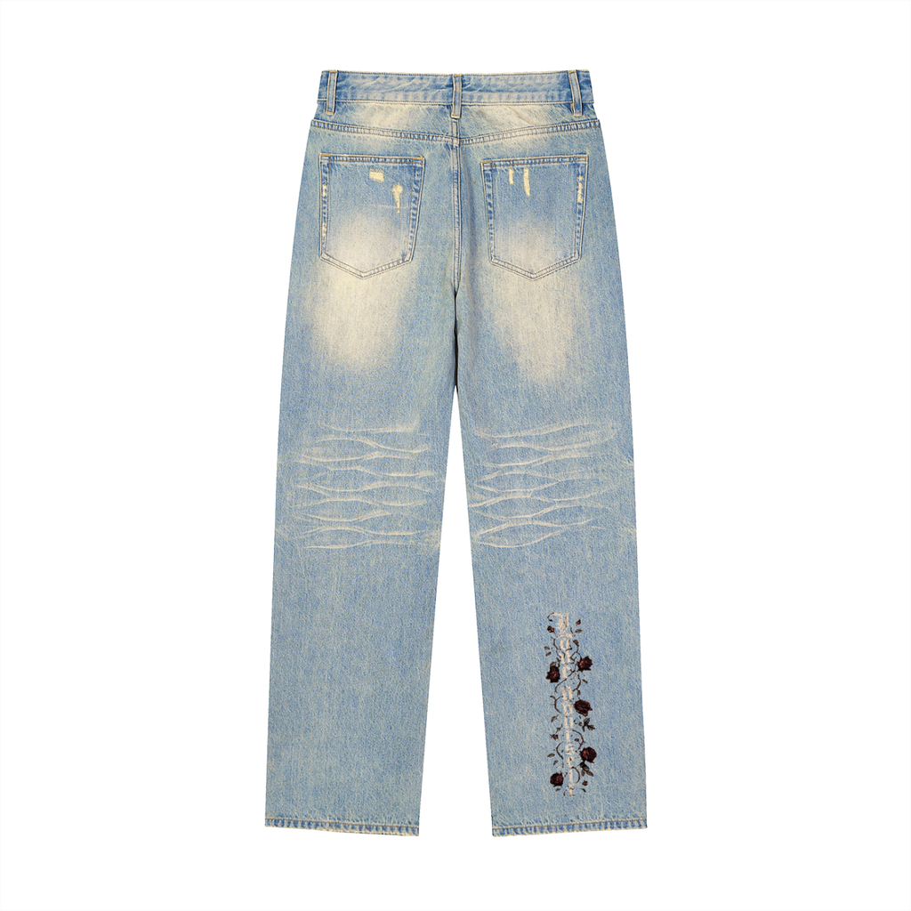 'Creamson & Bone'Sun Fade Raw Hem Denim Jeans