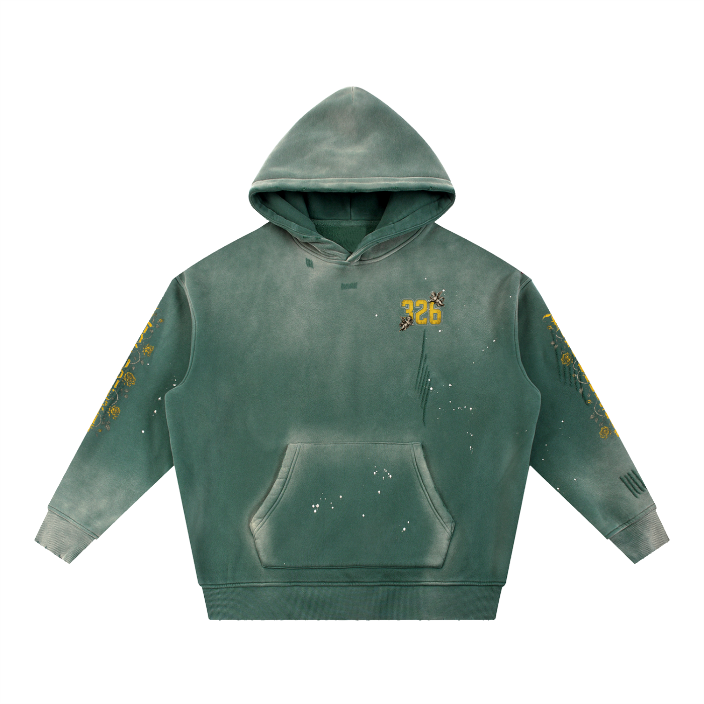 'Vintage 326' Washed Frayed Fleece Hoodie