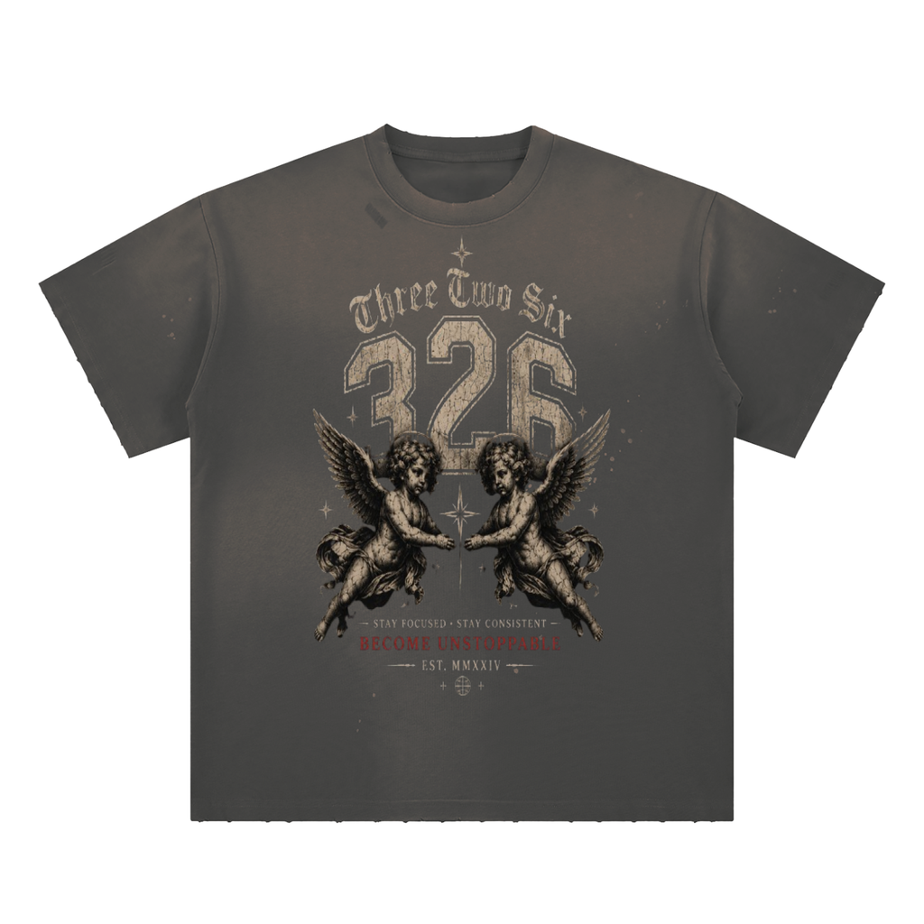 '326 clothing - discipline collection ' Hand-Frayed Sunfade Paint Splatter T-Shirt