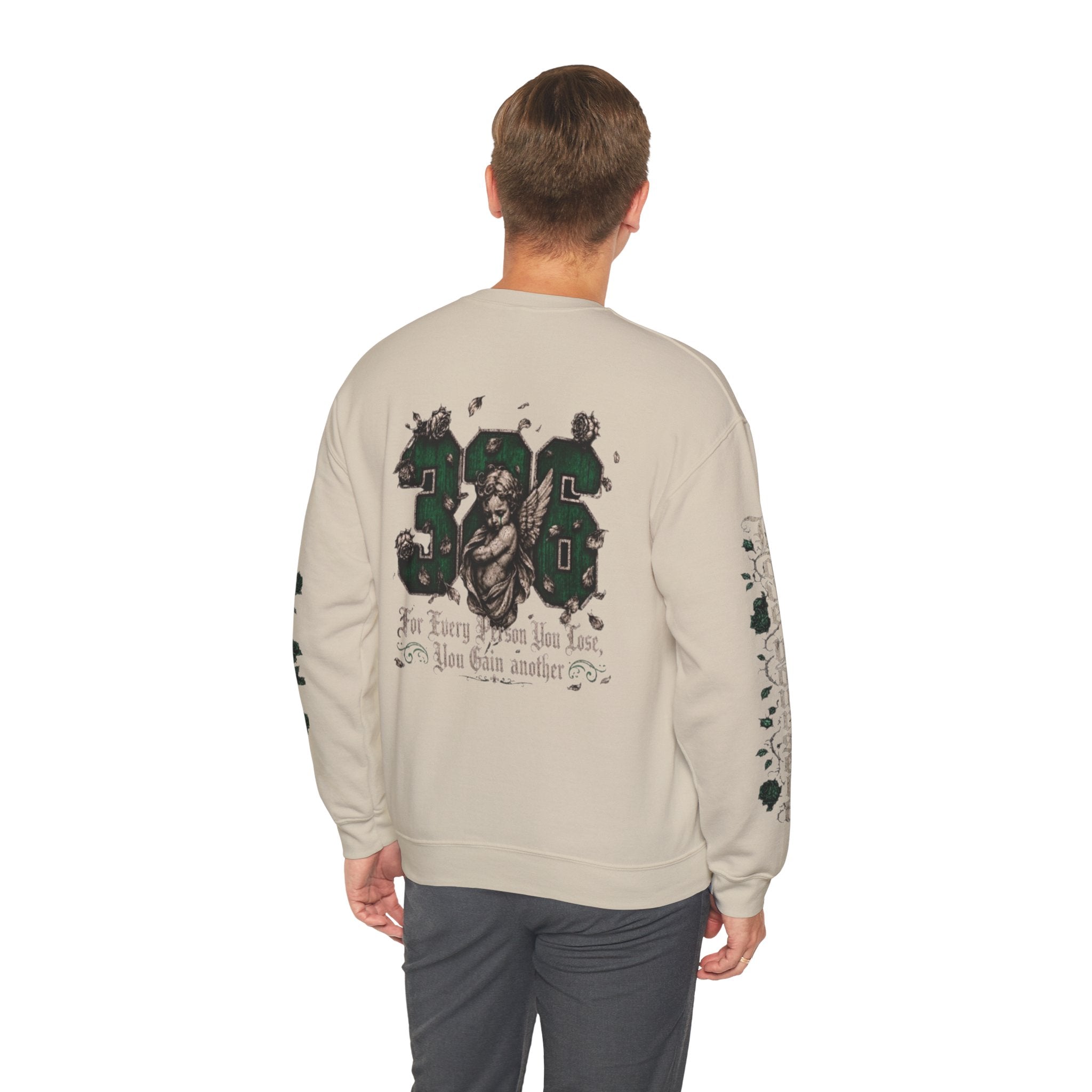 'Emberald 326' Vintage Angel Graphic with Rose Sleeve Art