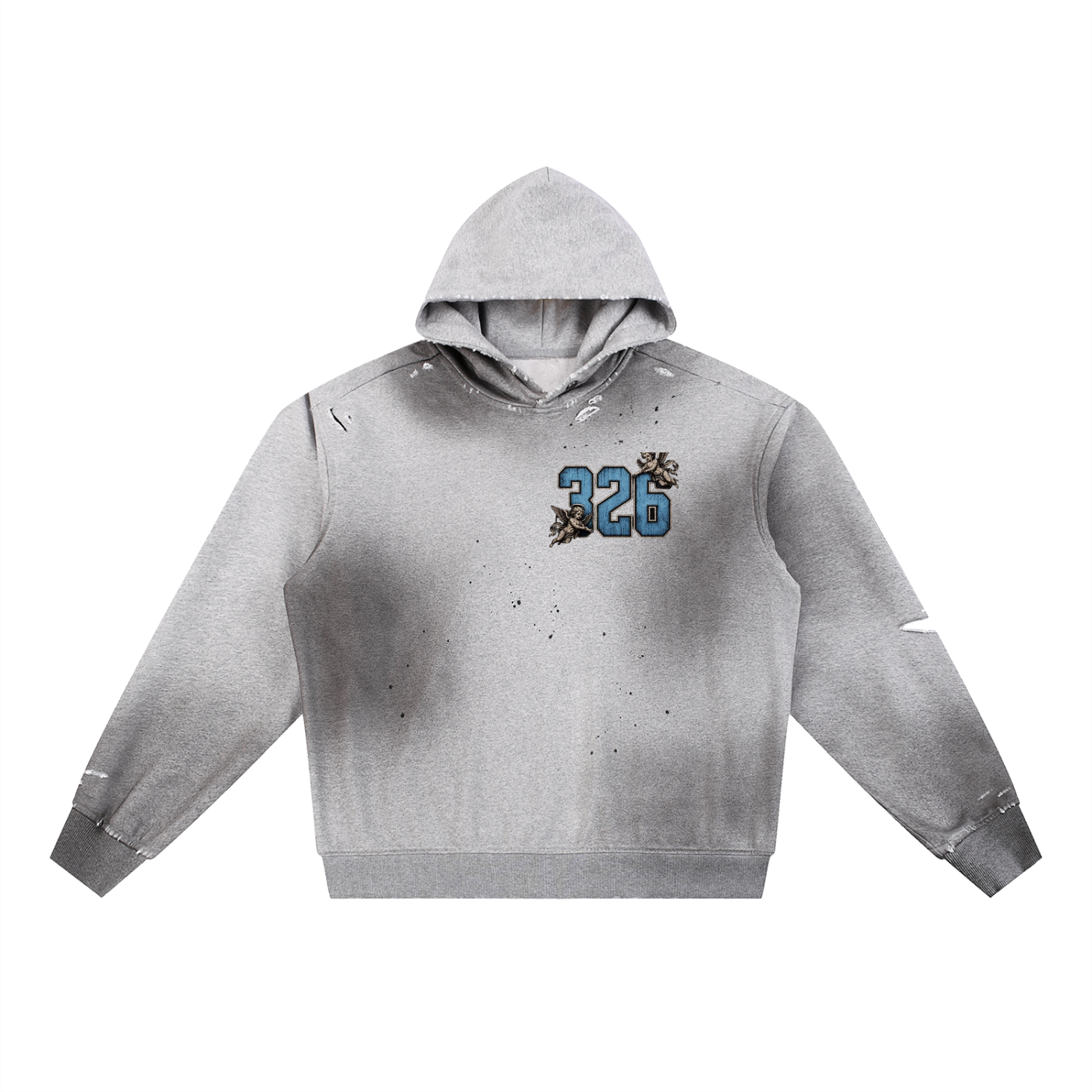 'Sky Blue' Sun Fade Frayed Fleece Hoodie