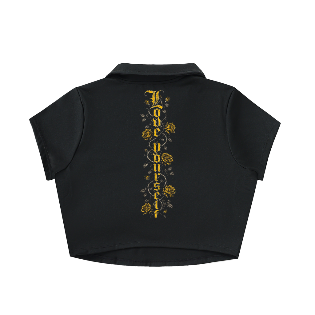 "Bumble 326' V-Neck Lapel Crop Top