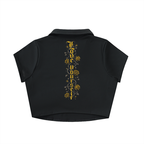 "Bumble 326' V-Neck Lapel Crop Top