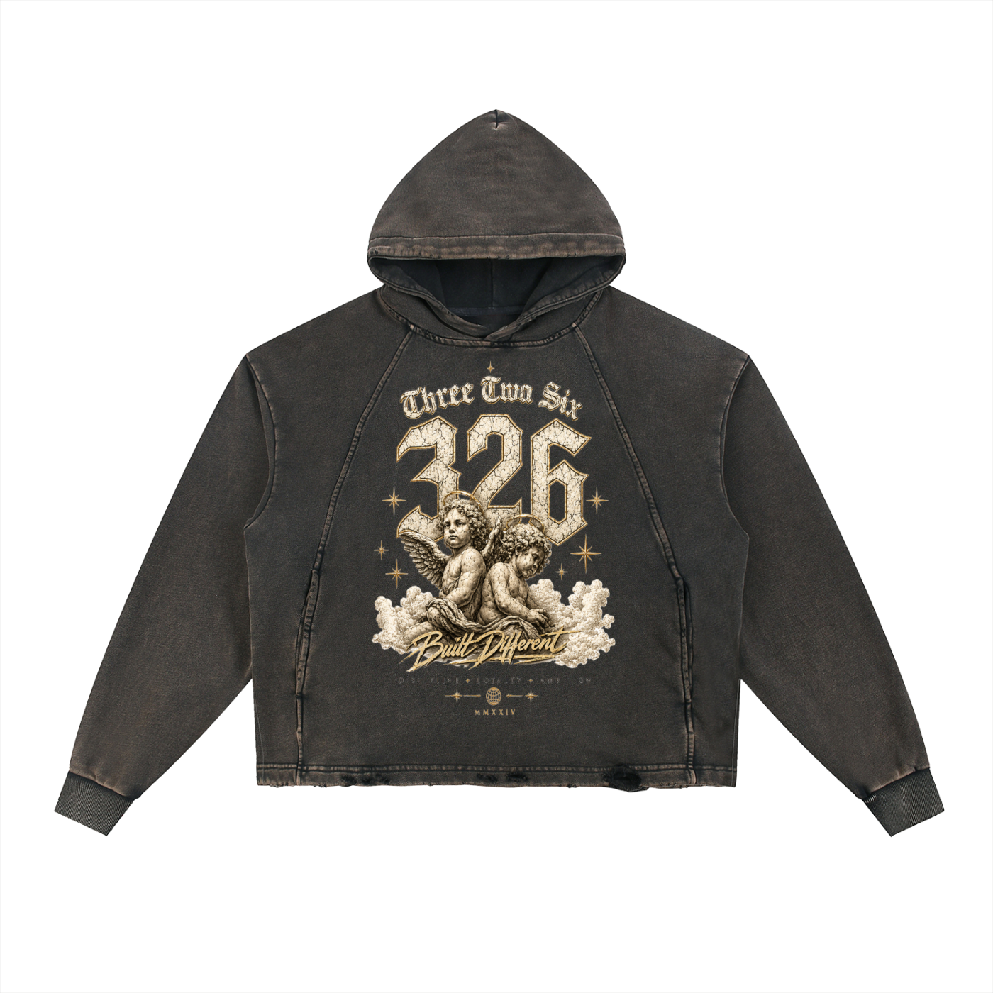 Vintage Washed Frayed-Hem Hoodie
