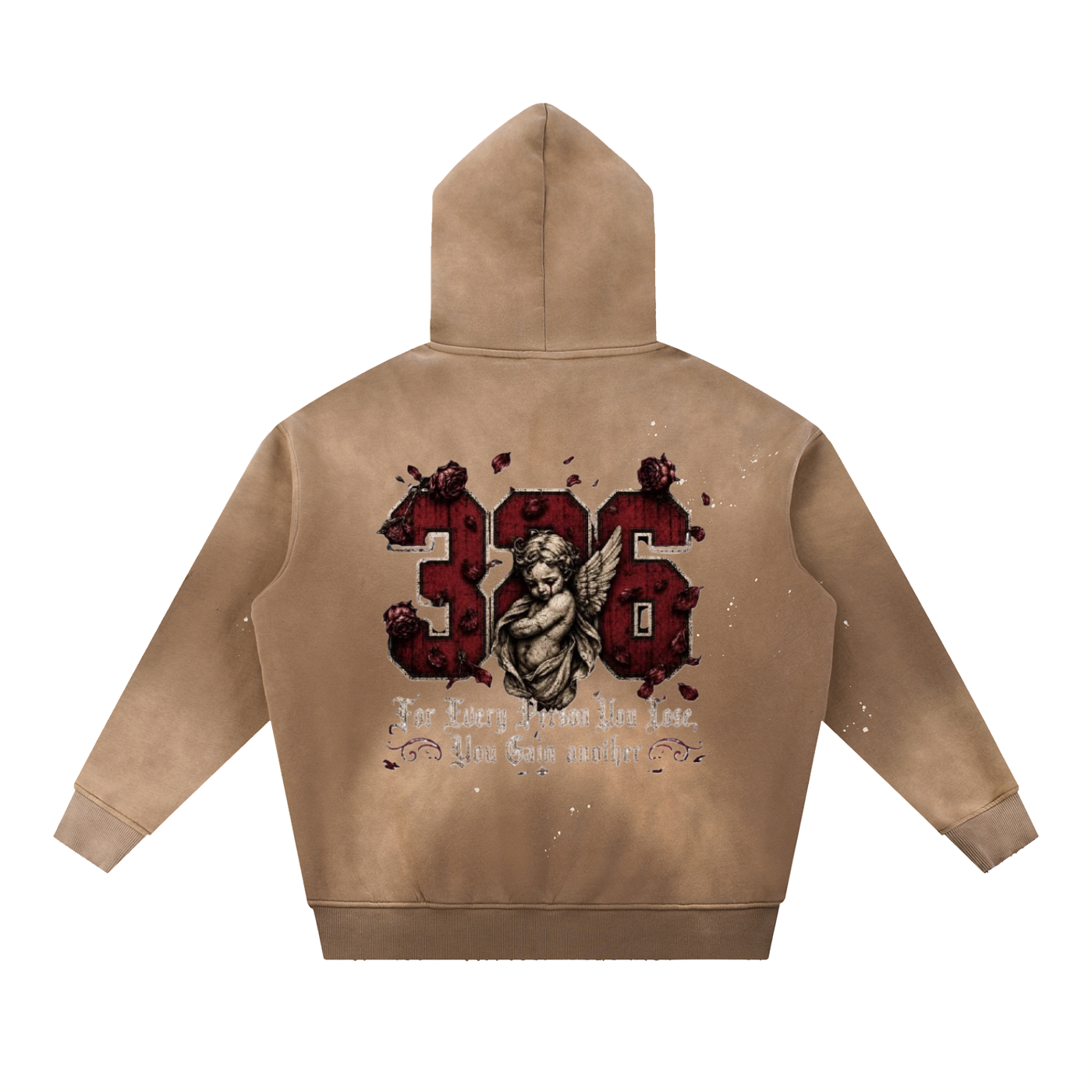 ' Creamson & Bone 326' Vintage Washed Frayed Fleece Hoodie