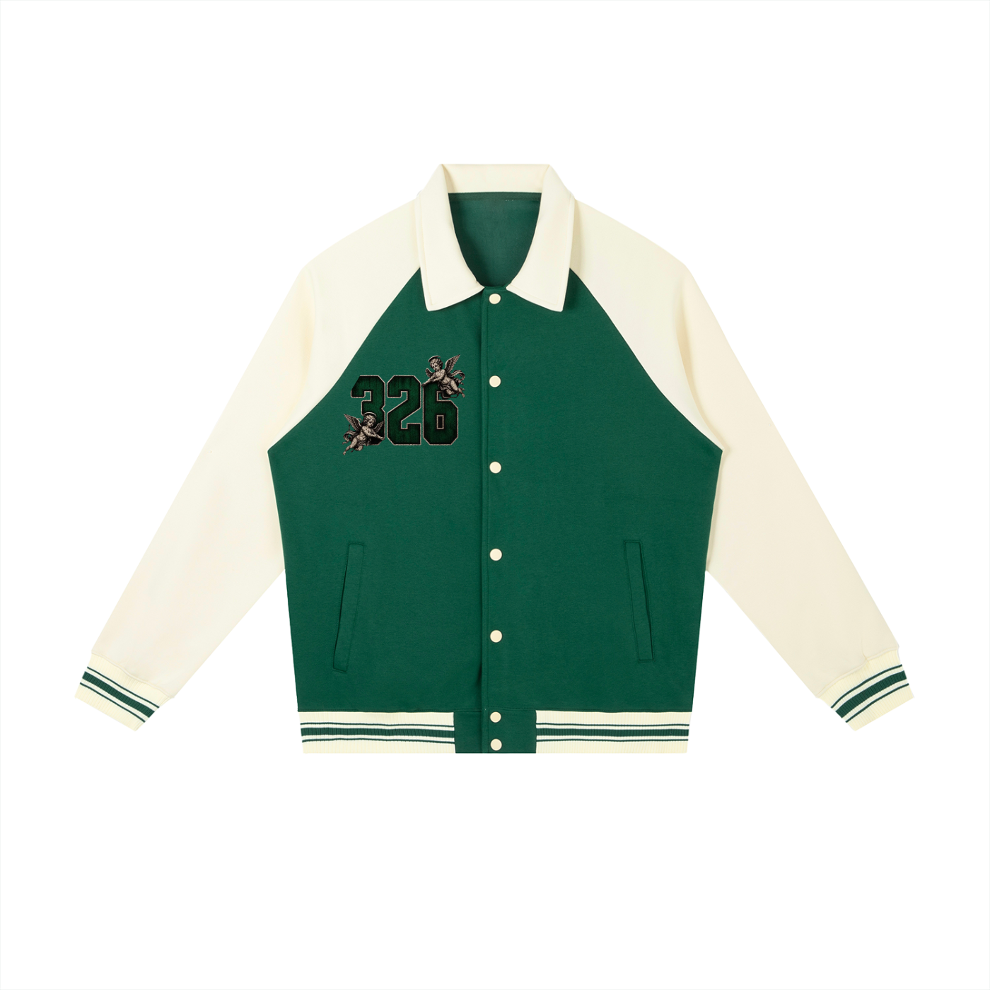 'Emerald Green' Contrast Raglan Sleeve Baseball Jacket