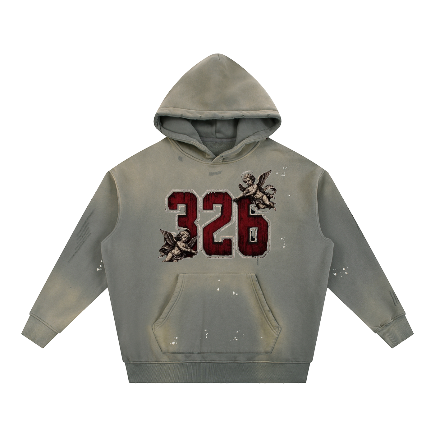 ' Creamson & Bone 326' Vintage Washed Frayed Fleece Hoodie