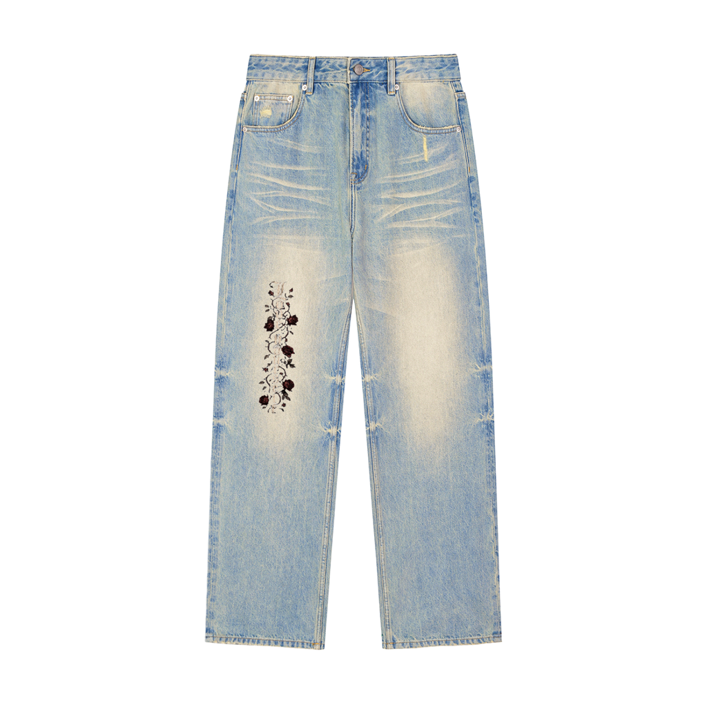 'Creamson & Bone'Sun Fade Raw Hem Denim Jeans