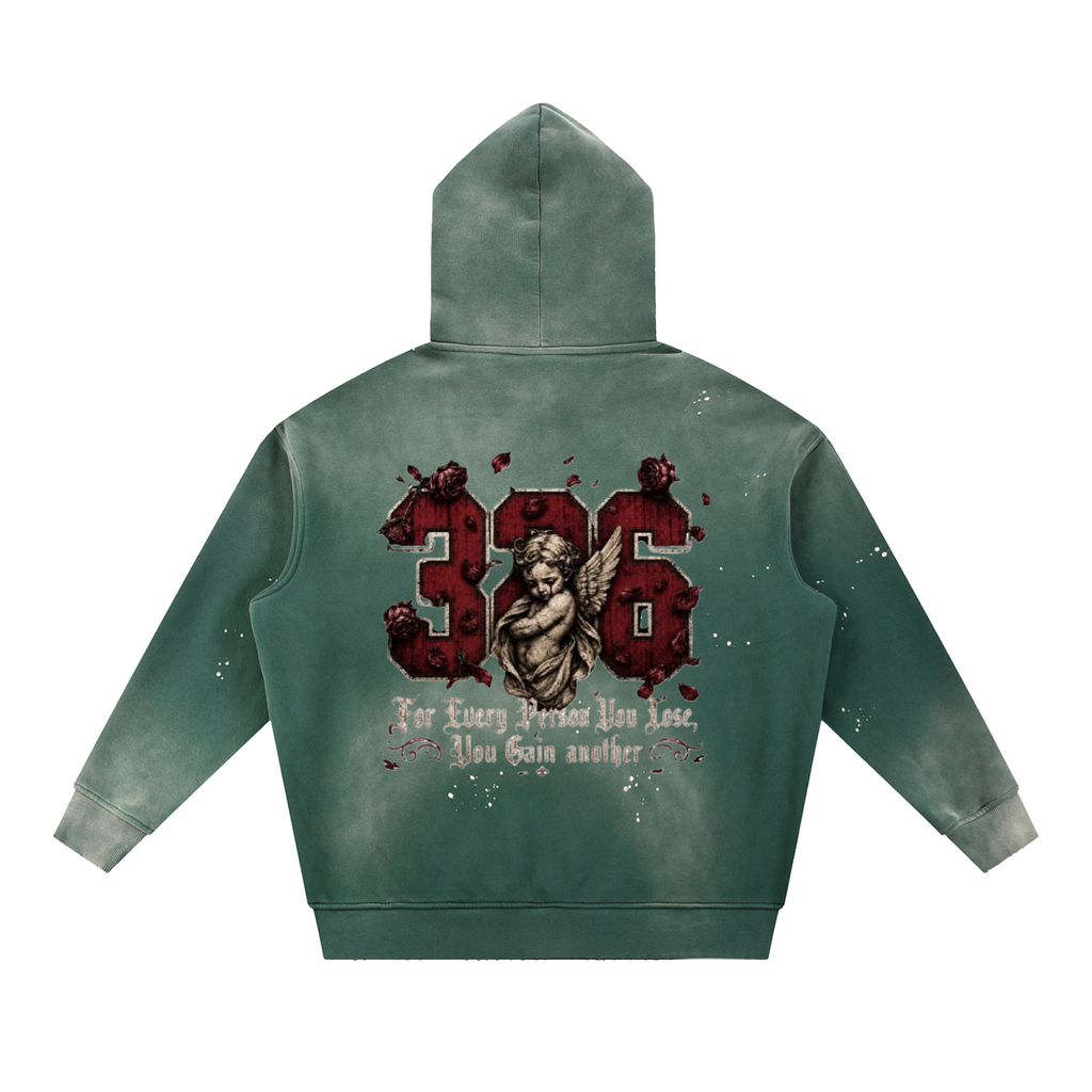 ' Creamson & Bone 326' Vintage Washed Frayed Fleece Hoodie
