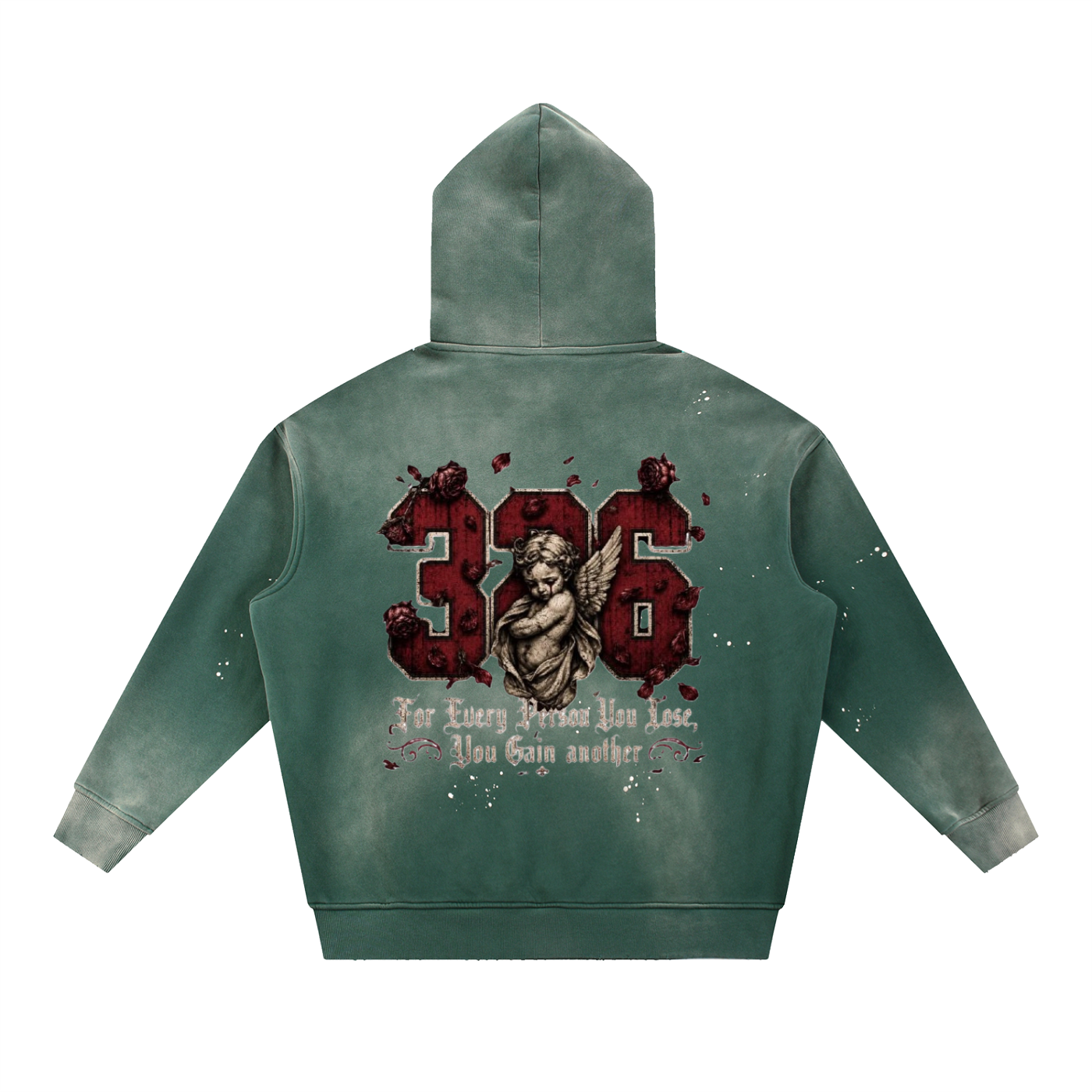 ' Creamson & Bone 326' Vintage Washed Frayed Fleece Hoodie