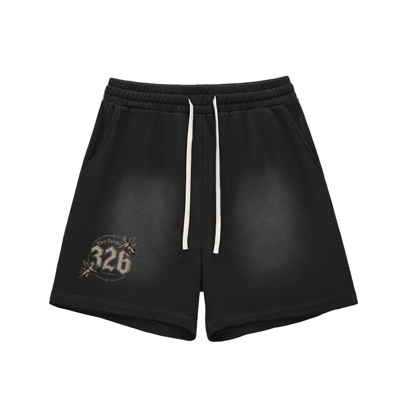 '326 ' Sun Fade Raw Edge Cotton Shorts